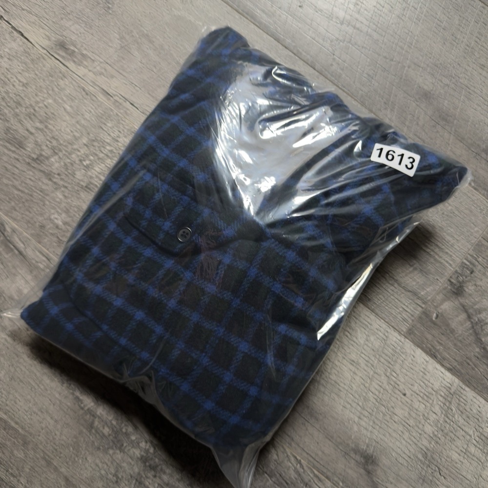 Vintage 90's Old Navy Men's Blue Plaid Italian Wool Blend Shirt Jacket Size 2XL - Picture 12 of 12